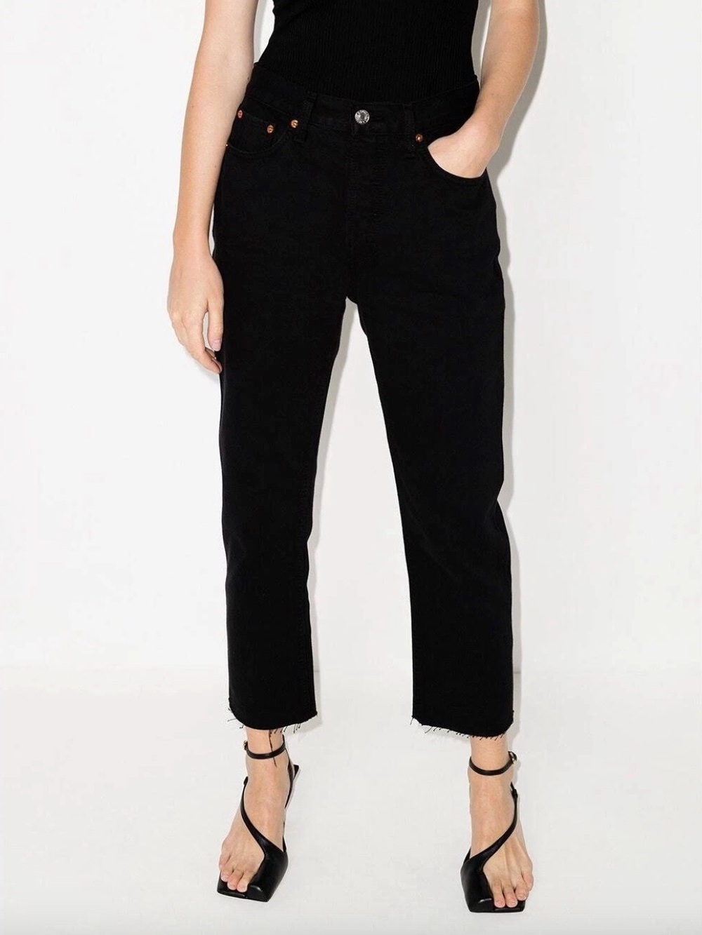 RE/DONE High Rise Stove Pipe Jeans Black